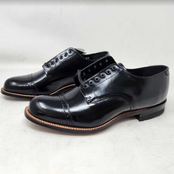 Men\'s 8.5 Wide EE Stacy Adams Madison cap toe oxford black dress shoes 8.5EE main image 4